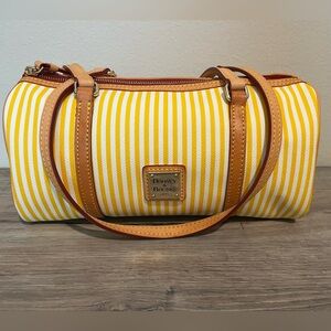 Dooney & Bourke Yellow and White Striped Barrel Bag